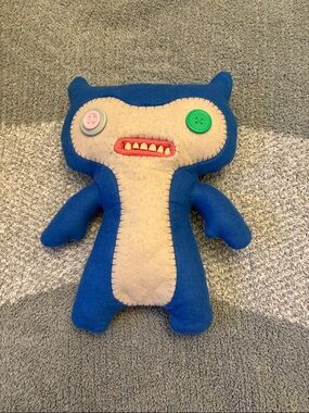 Blue Plush Monster Stuffed Toy with Button Eyes - Kids Cuddly Friend